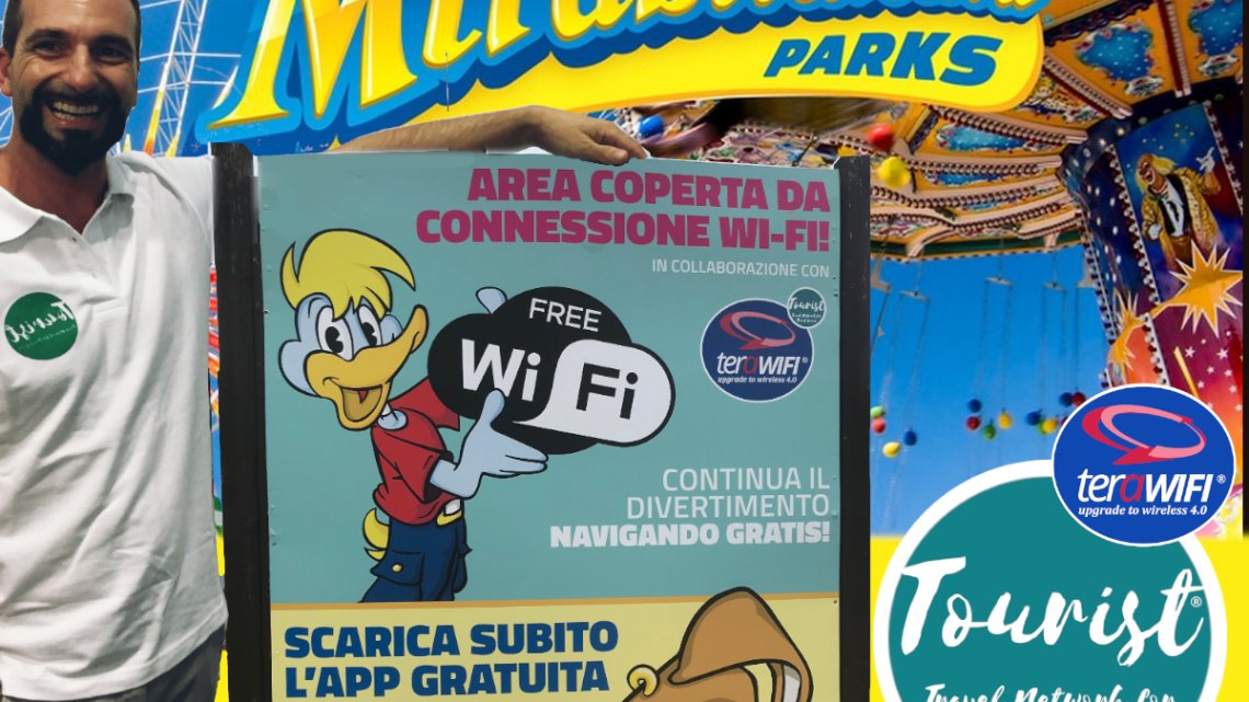 Rappresentazione grafica della copertura Wi-Fi nell'area Ducati World a Mirabilandia con gateway e access point TeraWiFi